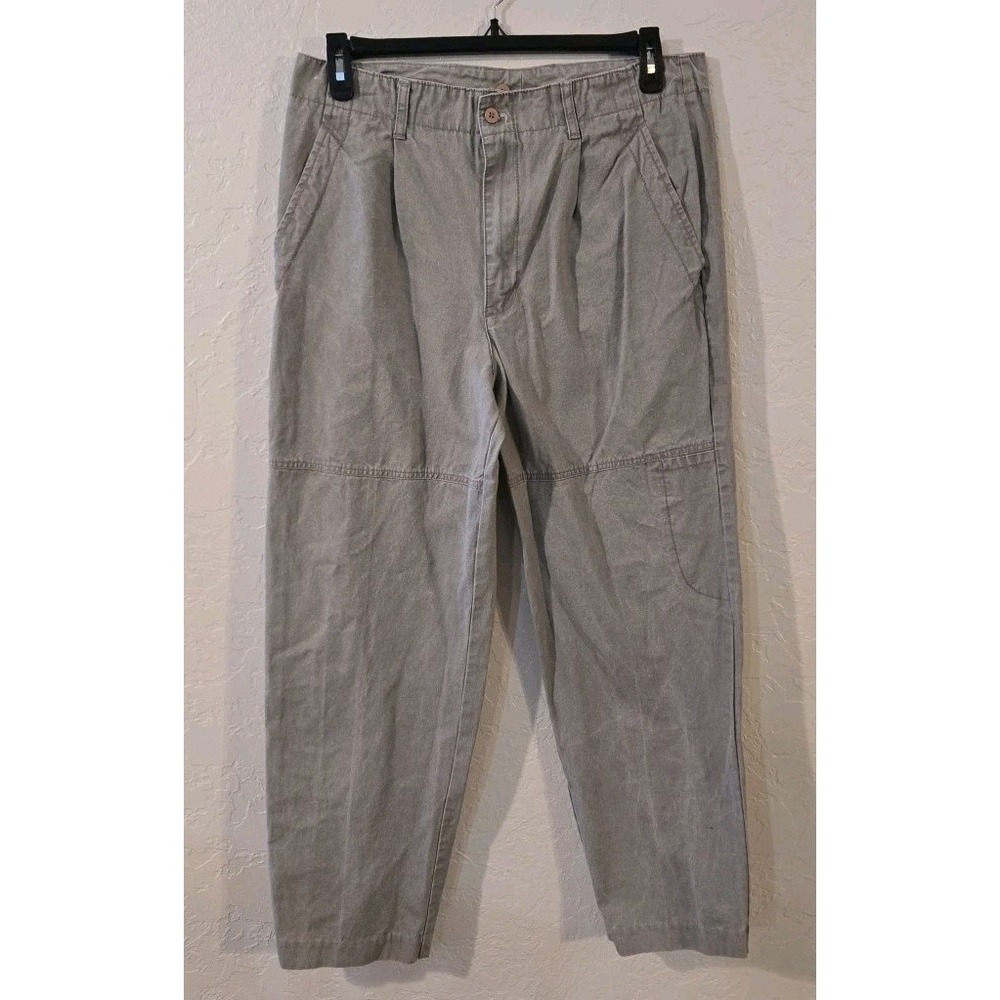 Vintage Brittania Pants Mens Size 38 Gray Pleated 100% Cotton Suspender Trousers